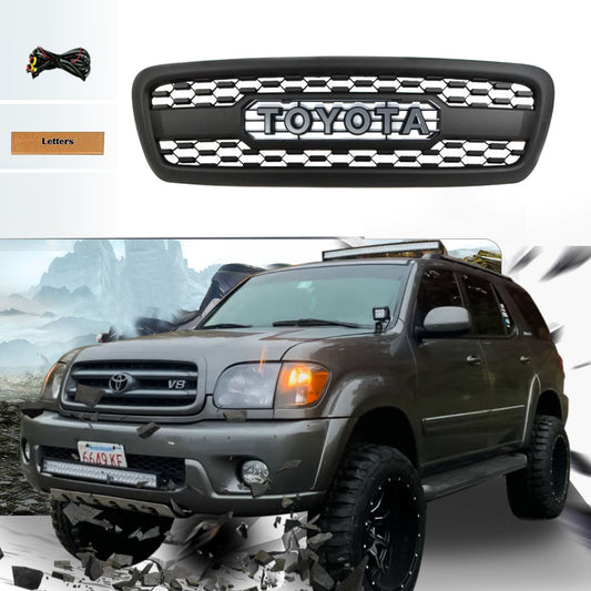 Goodmatchup Front Grille For 1st Gen 2001 2002 2003 2004 Toyota SequoiaTRD Pro Grill Replacement W/Letters Black