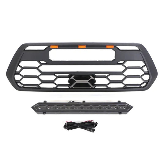 Goodmatchup Front Grille For 2016 2017 2018 2019 2020 2021 2022 2023 2024 Toyota Tacoma Trd Pro Grill Replacement W/Letters&Light Bar