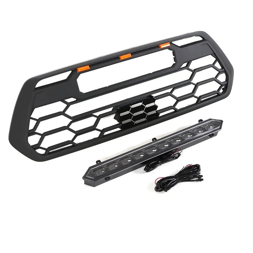 Goodmatchup Front Grille For 2016 2017 2018 2019 2020 2021 2022 2023 2024 Toyota Tacoma Trd Pro Grill Replacement W/Letters&Light Bar