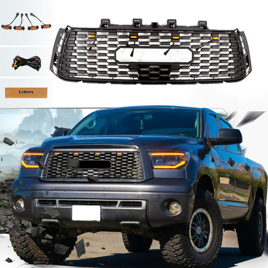 Goodmatchup Grille Fits For 2nd Gen 2010 2011 2012 2013 Tundra Trd Pro Grill W/letters&lights Matte Black