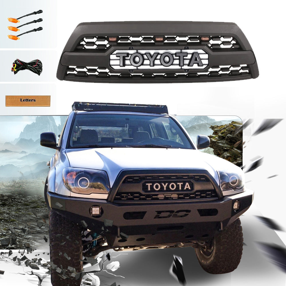 Goodmatchup Front Grille For 4th Gen 2006 2007 2008 2009 Toyota 4Runner Trd Pro Grill Replacement With Raptor Lights Black