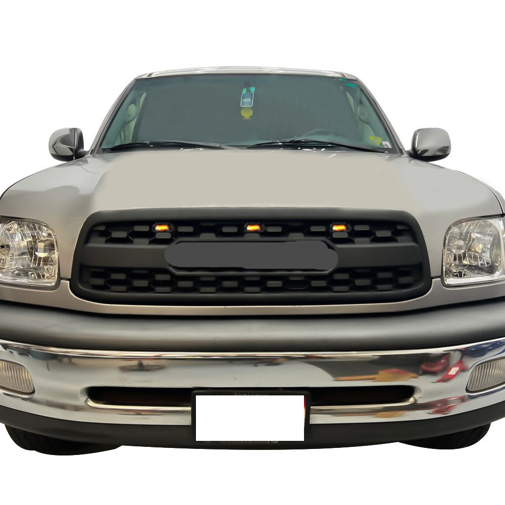 Goodmatchup Front Gril For 1st Gen 2000 2001 2002 Toyota Tundra TRD Pro Grill With Amber Lights and Letters Matte Black