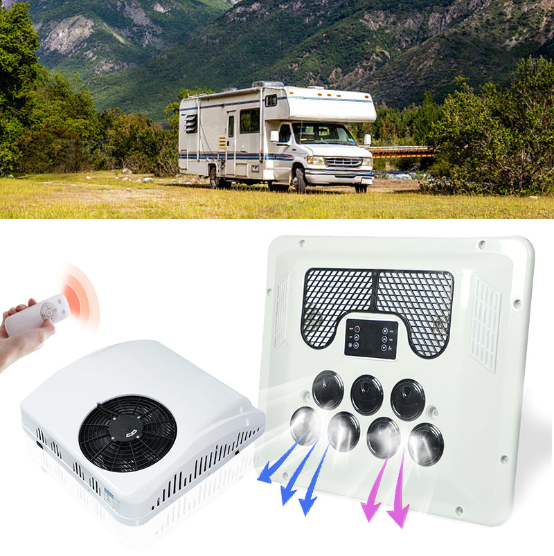 12V RV Rooftop Air Conditioner With Heat Pump - 7,900 BTU Cooling, 3,000 BTU Heat, Ultra-Quiet For Campers & Travel Trailers