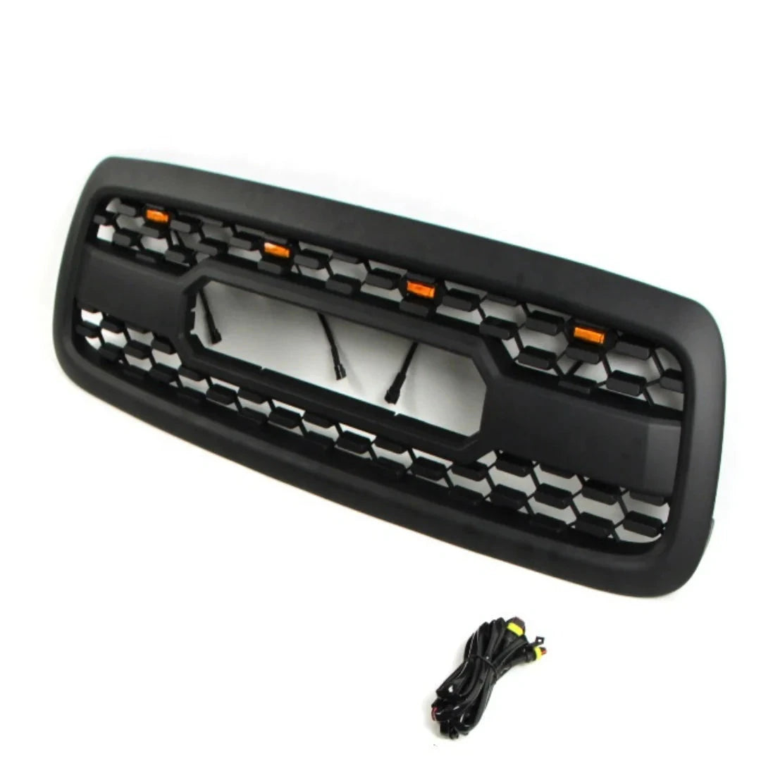 Goodmatchup Front Gril For 1st Gen 2000 2001 2002 Toyota Tundra TRD Pro Grill With Amber Lights and Letters Matte Black