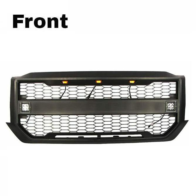 Black Front Grill For 2016 2017 2018 CHEVY SILVERADO 1500 W/ Side Lights & Letters - Goodmatchup