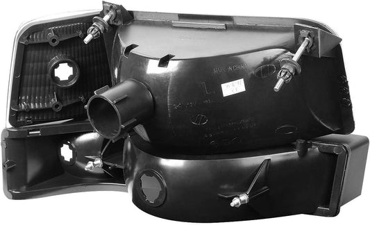 Black Housing Headlight Replacement Compatible with 92-96 F150 F250 F350/Bronco - Goodmatchup