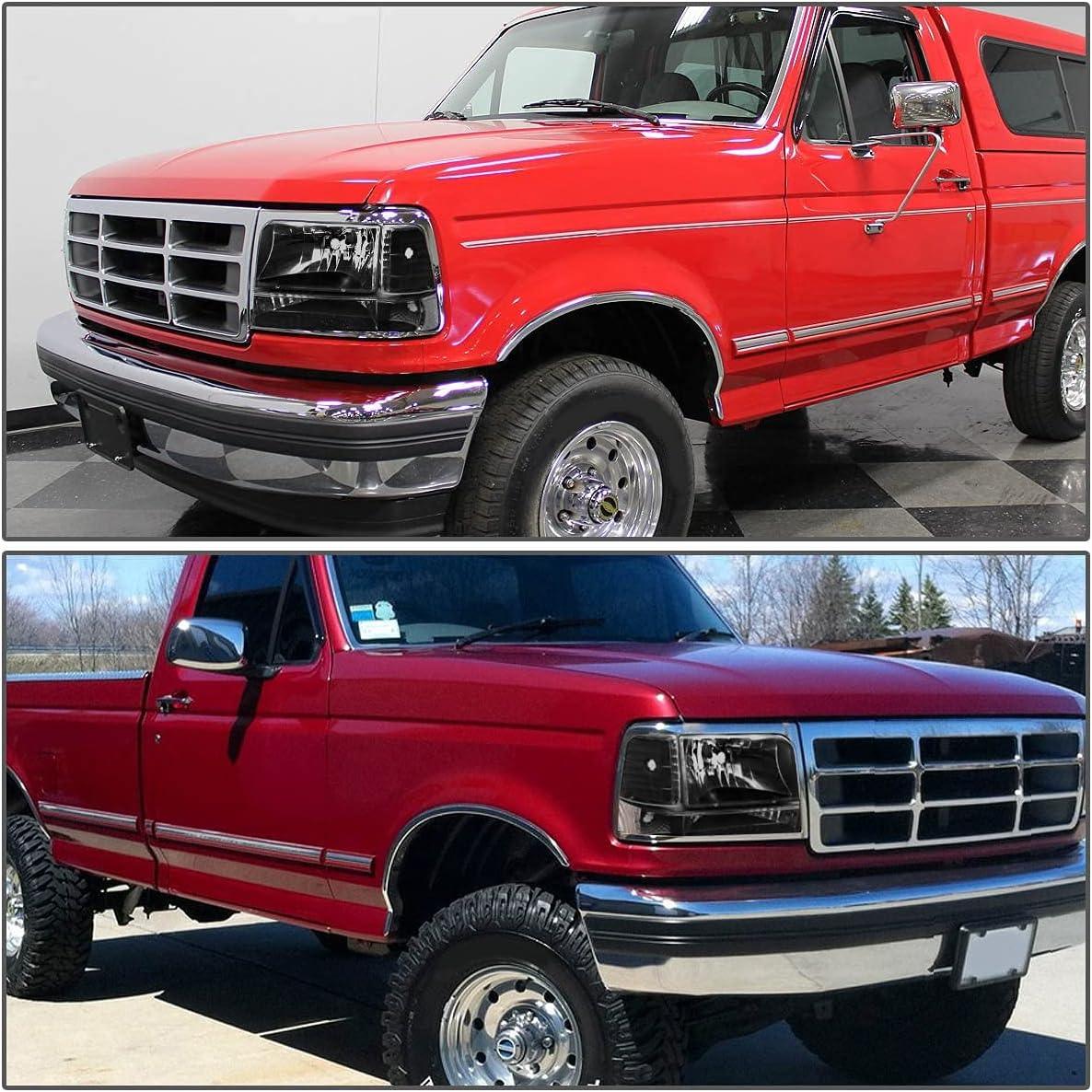 Black Housing Headlight Replacement Compatible with 92-96 F150 F250 F350/Bronco - Goodmatchup