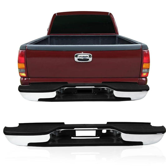 Fits For 1999 2000 2001 2002 2003 2004 2005 2006 2007Chevy silverado 2500HD 3500 Chrome Steel Rear Bumper - Goodmatchup
