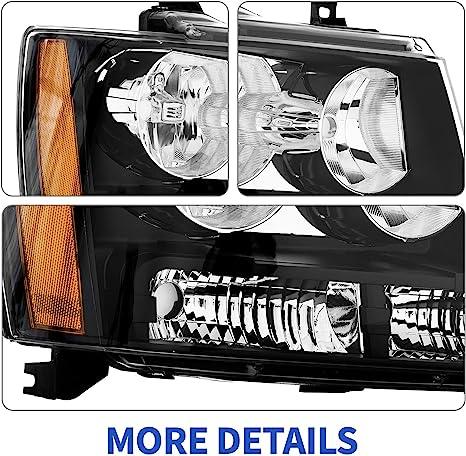 For 07-14 Tahoe / 07-13 Avalanche / 07-14 Suburban 1500 / 2500 Black Headlight Set Left+Right - Goodmatchup
