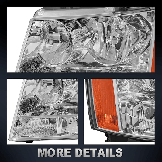For 07-14 Tahoe / 07-13 Avalanche / 07-14 Suburban 1500 / 2500 Headlight Chrome Set Left+Right - Goodmatchup