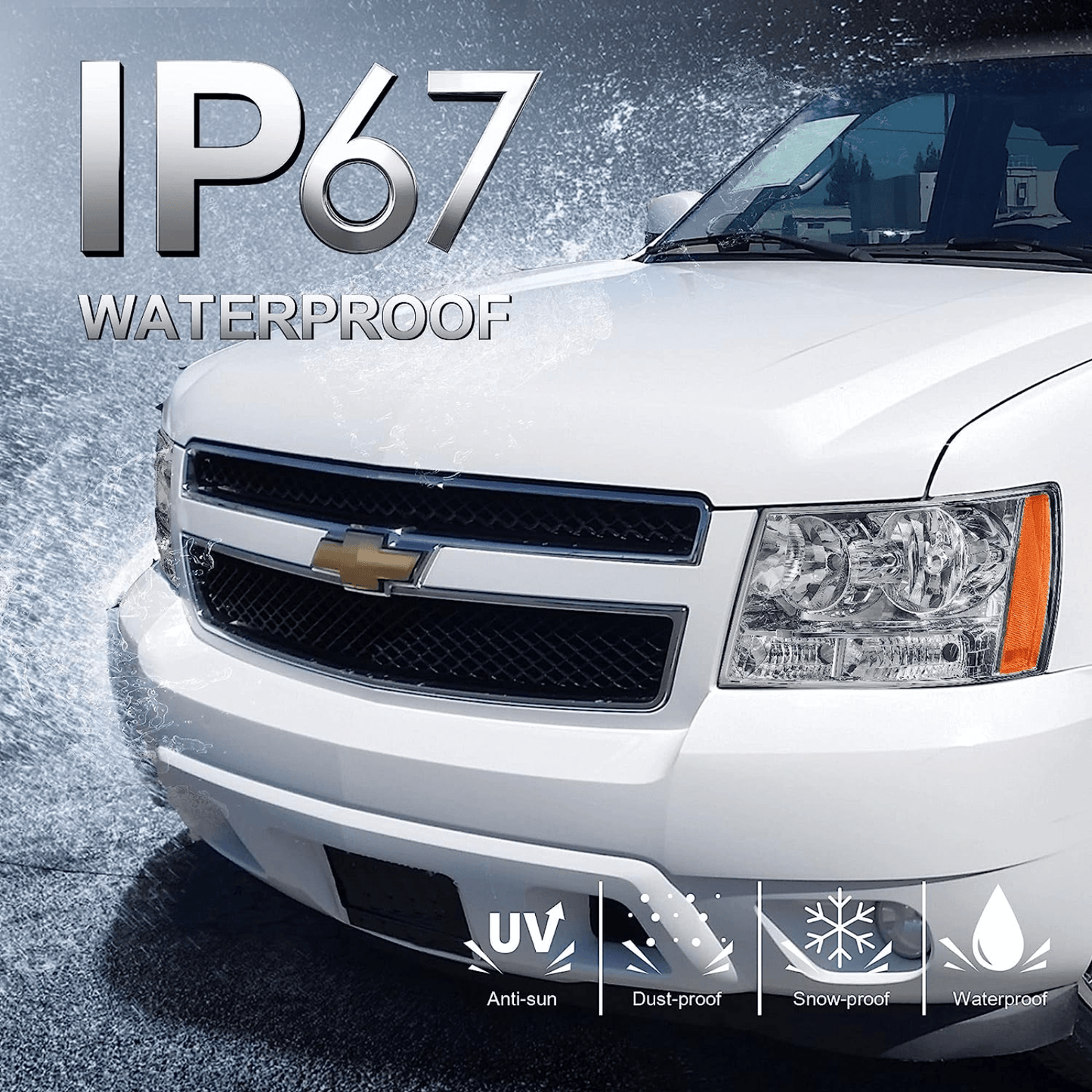 For 07-14 Tahoe / 07-13 Avalanche / 07-14 Suburban 1500 / 2500 Headlight Chrome Set Left+Right - Goodmatchup