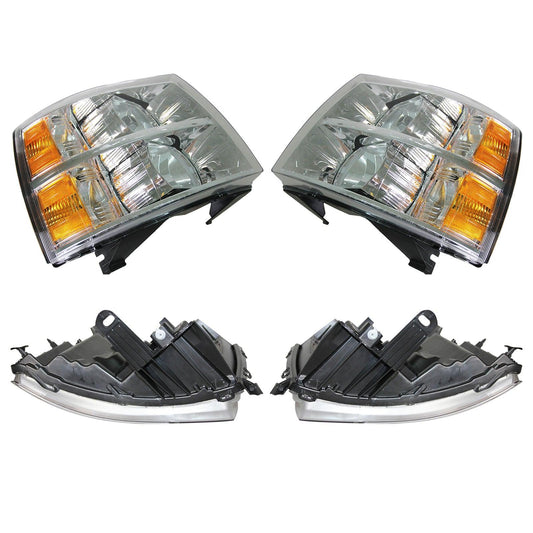 For 2007 2008 2009 2010 2011 2012 2013 2014 Gmc Sierra Chrome Headlight Set Left+Right - Goodmatchup