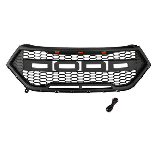 Front Bumper Grille For 2016 2017 2018 Ford Edge W/ Lights & Letters Matte Black - Goodmatchup