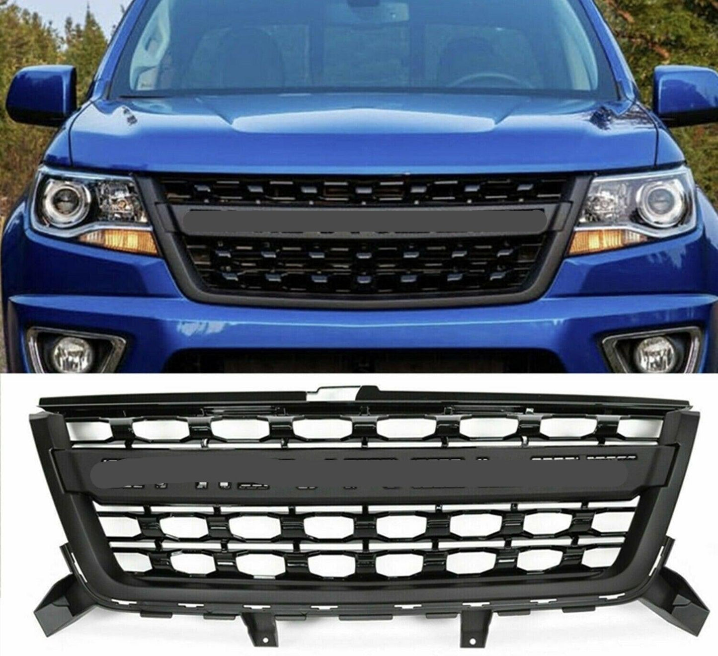 Front Grill For 2015 2016 2017 2018 2019 2020 Chevy Colorado Aftermarket W/Chevrolet Script Matte Black - Goodmatchup