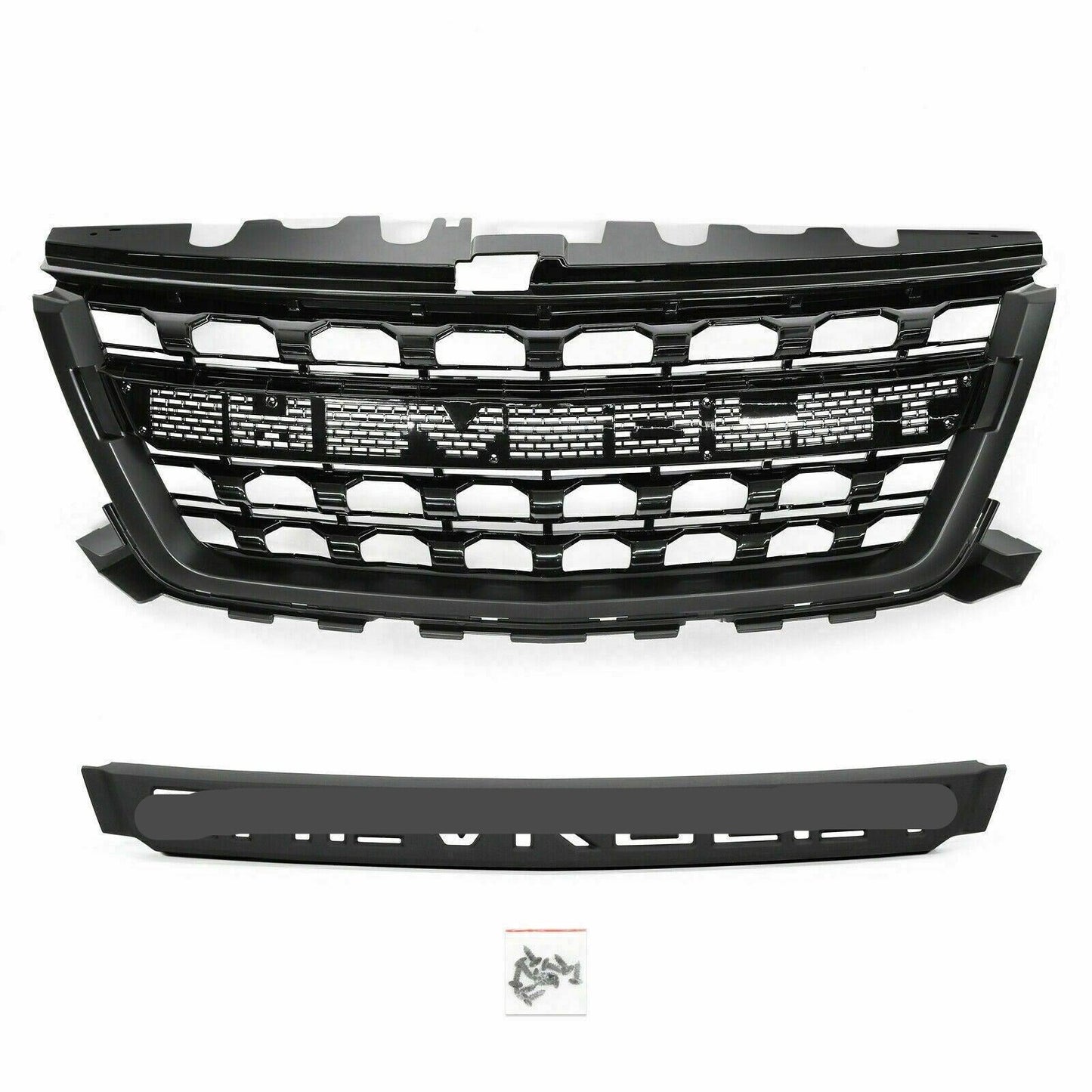 Front Grill For 2015 2016 2017 2018 2019 2020 Chevy Colorado Aftermarket W/Chevrolet Script Matte Black - Goodmatchup