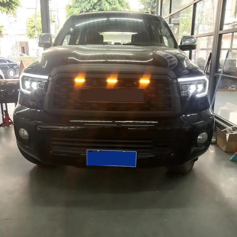 Front Grill For 2019 2020 2021 Toyota Sequoia TRD Pro Aftermarket Grille Repalcement W/Letters Matte Black - Goodmatchup