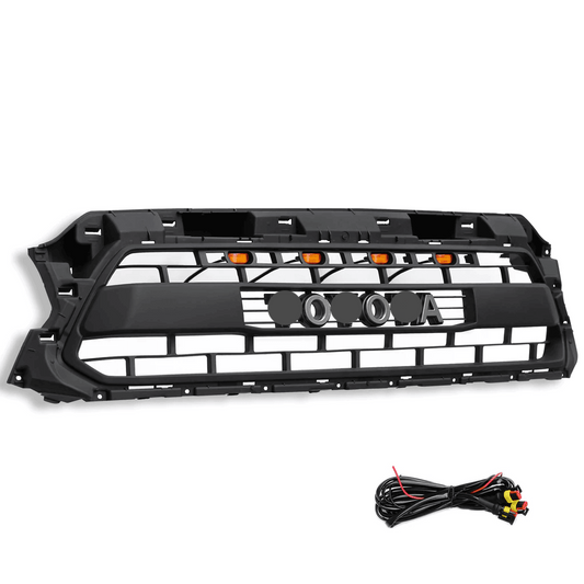 Front Grille For 2012 2013 2014 2015 Toyota Tacoma TRD Pro Grill With Amber Lights Matte Black - Goodmatchup