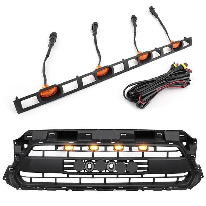 Front Grille For 2012 2013 2014 2015 Toyota Tacoma TRD Pro Grill With Amber Lights Matte Black - Goodmatchup