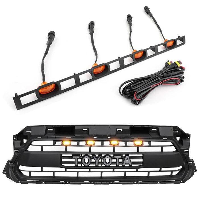 Front Grille For 2012 2013 2014 2015 Toyota Tacoma TRD Pro Grill With Amber Lights Matte Black - Goodmatchup