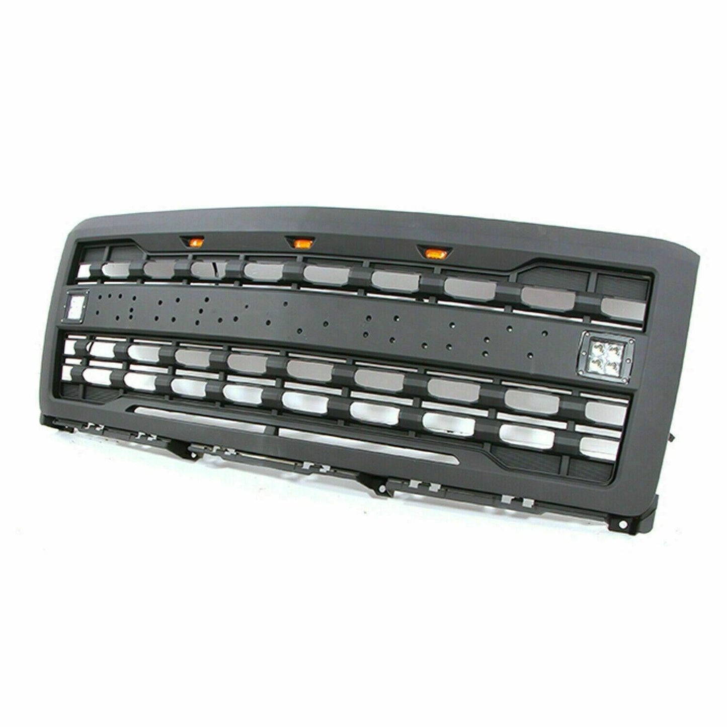 Goodmatchup Raptor Style Black Grill For 2014 2015 Chevy Silverado 1500 W/ Letters / 3+2 LED Lights - Goodmatchup