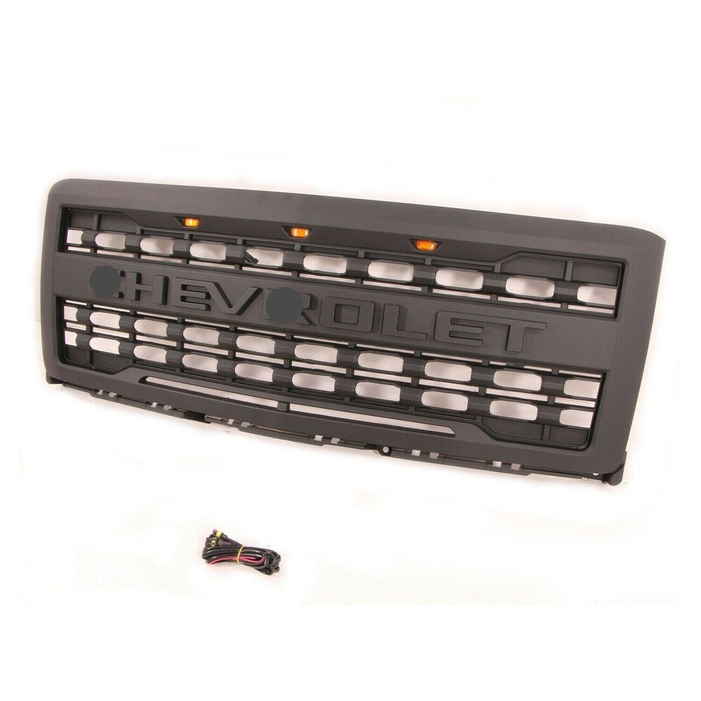 Goodmatchup Raptor Style Black Grill For 2014 2015 Chevy Silverado 1500 W/ Letters / 3+2 LED Lights - Goodmatchup