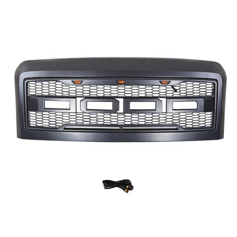Grill For 2008 2009 2010 Ford F250 F350 F450 Raptor Grill Matte Black W/E Lights With Letters - Goodmatchup