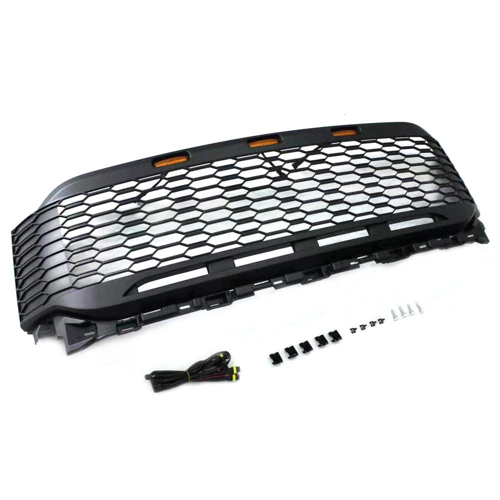 Grill For 2021-2022 Ford f150 Raptor Grill Replacement W/LED Lights & Letters Matte Black - Goodmatchup
