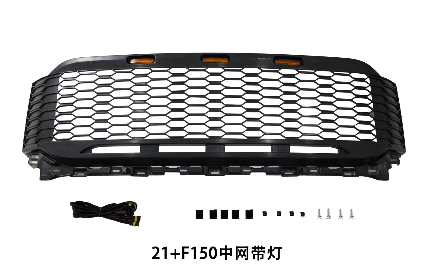 Grill For 2021-2022 Ford f150 Raptor Grill Replacement W/LED Lights & Letters Matte Black - Goodmatchup
