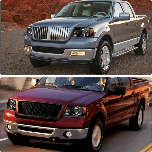 Headlight Assembly for 2004-2008 Ford F150 Clear Lens Black Housing w/ Amber Reflector Headlight Replacement Left and Right - Goodmatchup