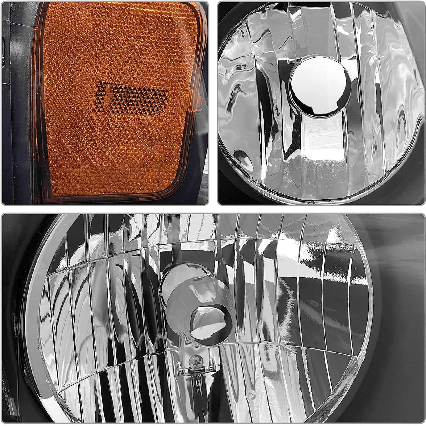 Headlight Assembly for 2004-2008 Ford F150 Clear Lens Black Housing w/ Amber Reflector Headlight Replacement Left and Right - Goodmatchup