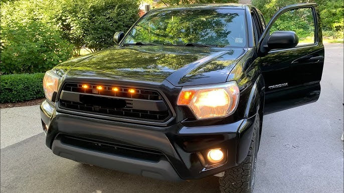 Goodmatchup Front Grille For 2012 2013 2014 2015 2nd Gen Toyota Tacoma Trd Pro Grill With Amber Lights Matte Black