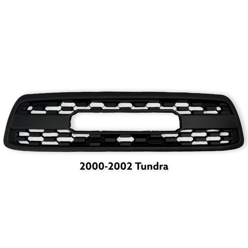 Front Grille For 2000 2001 2002 Toyota Tundra Trd Pro Grille Replacement With Amber Lights and Letters Matte Black