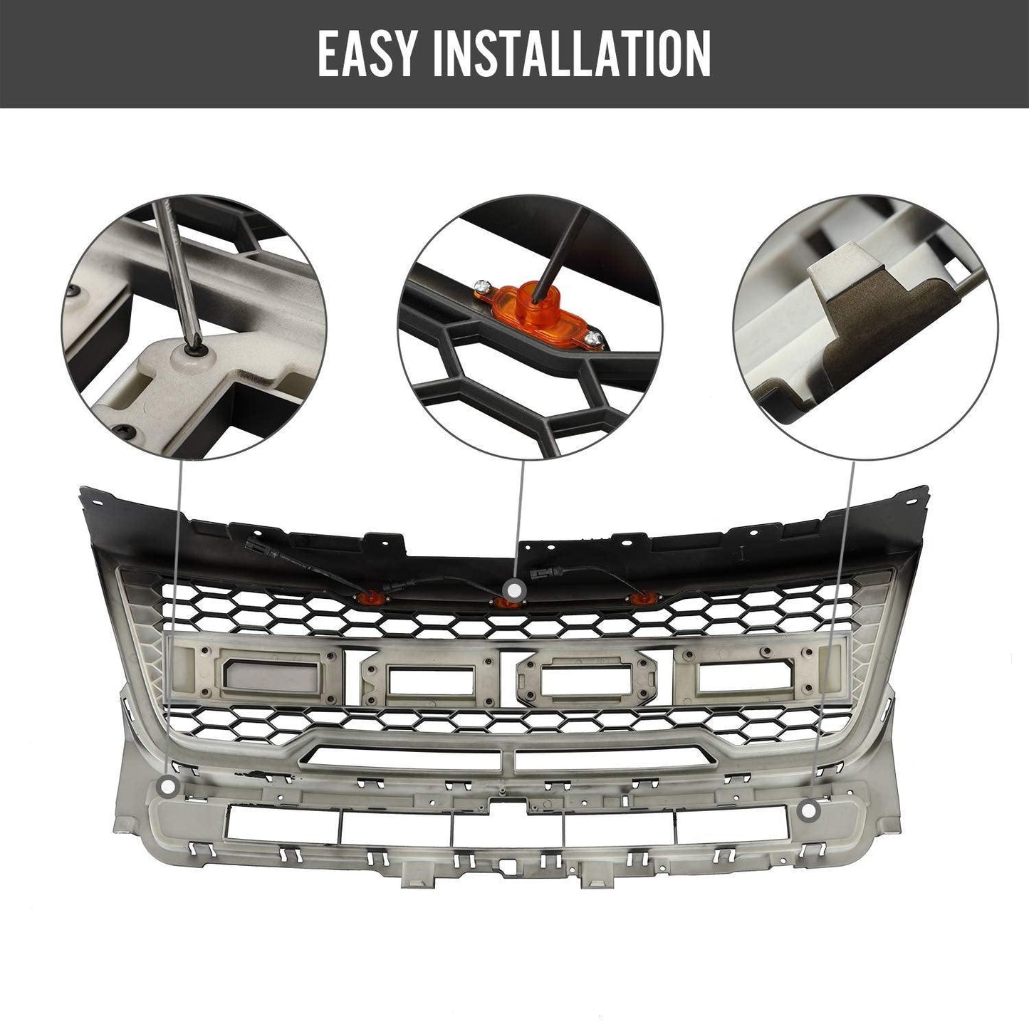 Raptor Front grill For 2016-2017 2018 ford explorer W/LED lights& letters matte black - Goodmatchup