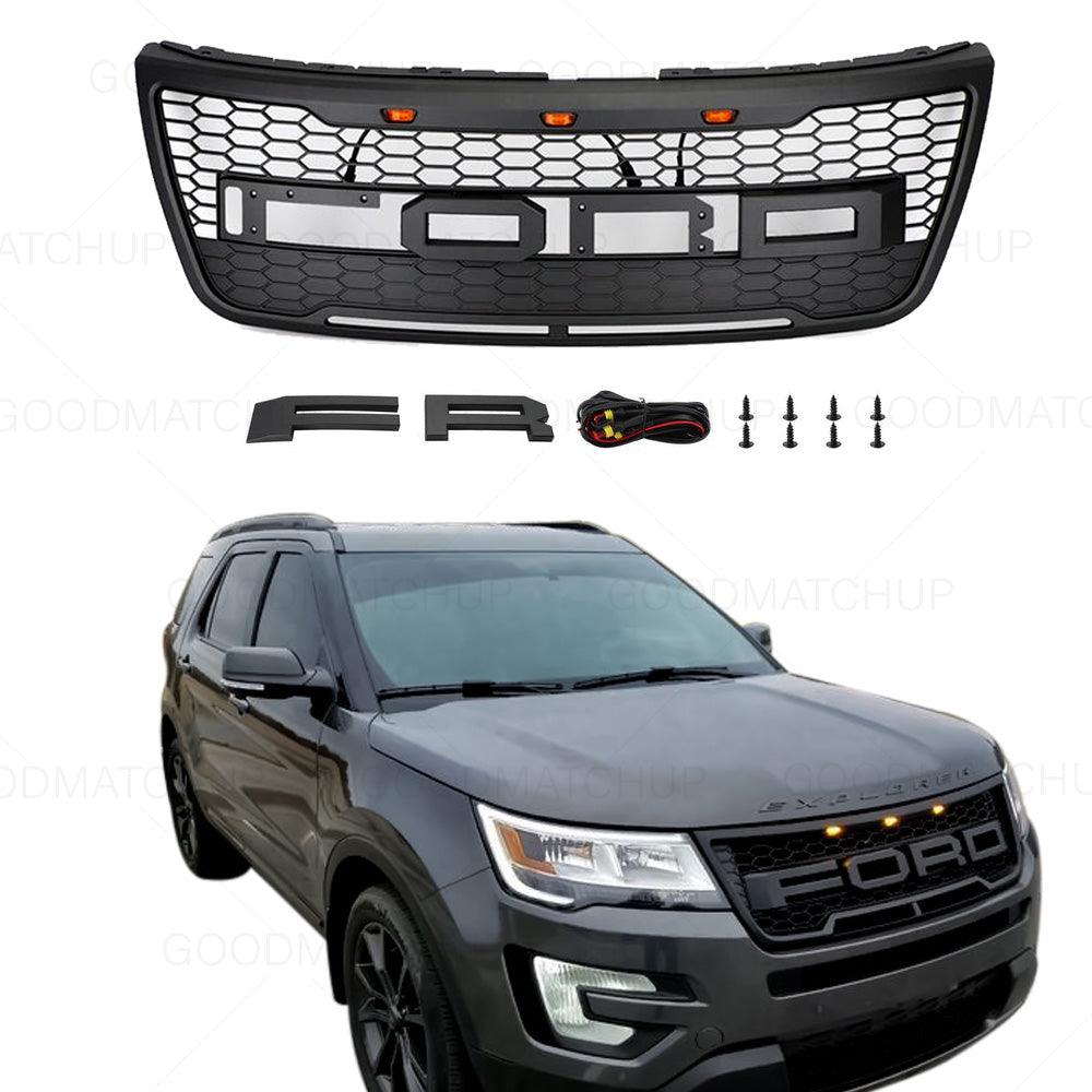 Transform Your Explorer: Matte Black Mesh Front Grill With LED Letters (2012-2015)