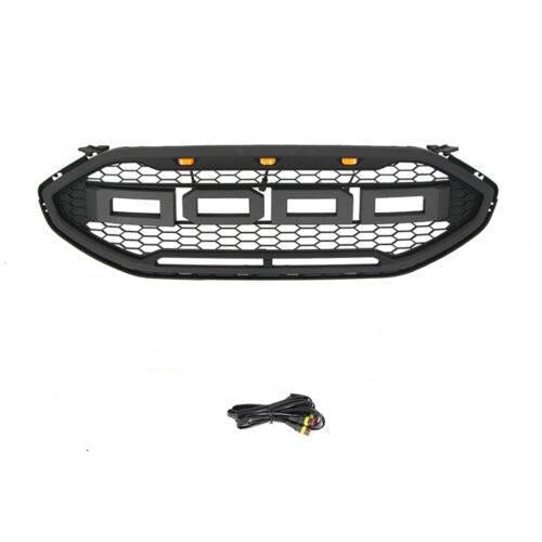 Raptor Style Black Front Grille Fits For Ford Escape 2020-2021 With Amber Light - Goodmatchup
