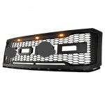 Raptor Style Front Grill For 2007 2008 2009 2010 2011 2012 2013 2014 Ford Expedition W/Letters & Lights Matte Black - Goodmatchup