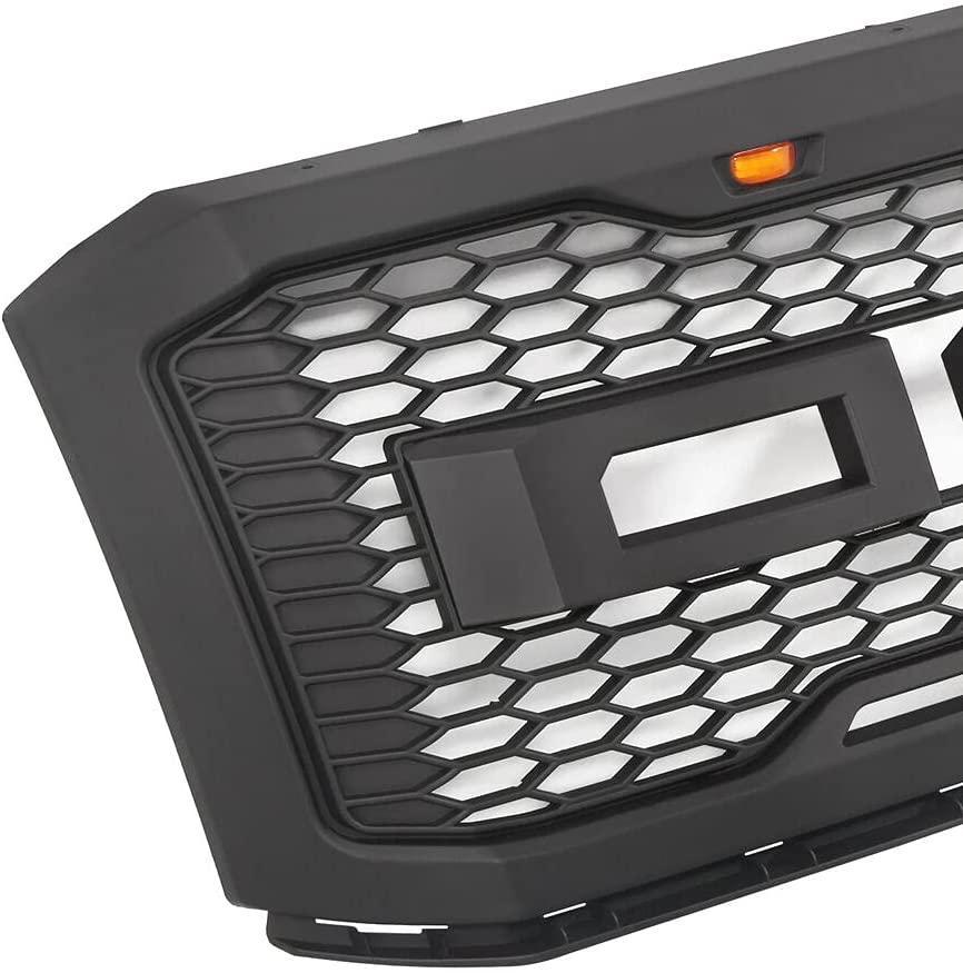 Raptor Style Front Grill For 2007 2008 2009 2010 2011 2012 2013 2014 Ford Expedition W/Letters & Lights Matte Black - Goodmatchup