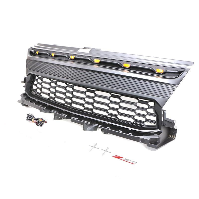 Raptor Style Front Grill Replacement For 2021-2022 Chevrolet Colorado W/Letters and W/LED Lights Black - Goodmatchup