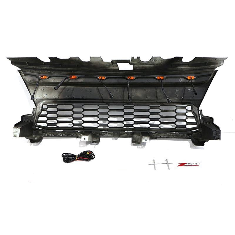 Raptor Style Front Grill Replacement For 2021-2022 Chevrolet Colorado W/Letters and W/LED Lights Black - Goodmatchup