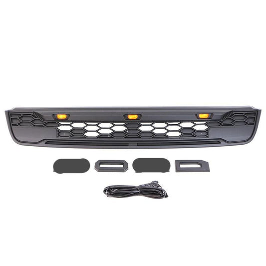 Raptor Style Front Grille For 2013 2014 2015 Ford Escape with Letters and LED Lights Matte Black - Goodmatchup