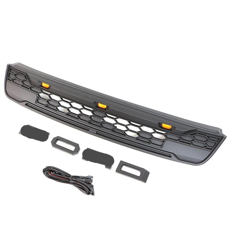 Raptor Style Front Grille For 2013 2014 2015 Ford Escape with Letters and LED Lights Matte Black - Goodmatchup