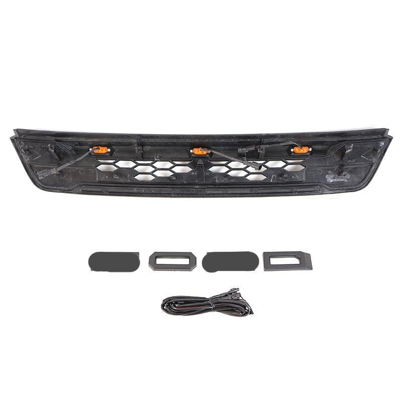 Raptor Style Front Grille For 2013 2014 2015 Ford Escape with Letters and LED Lights Matte Black - Goodmatchup