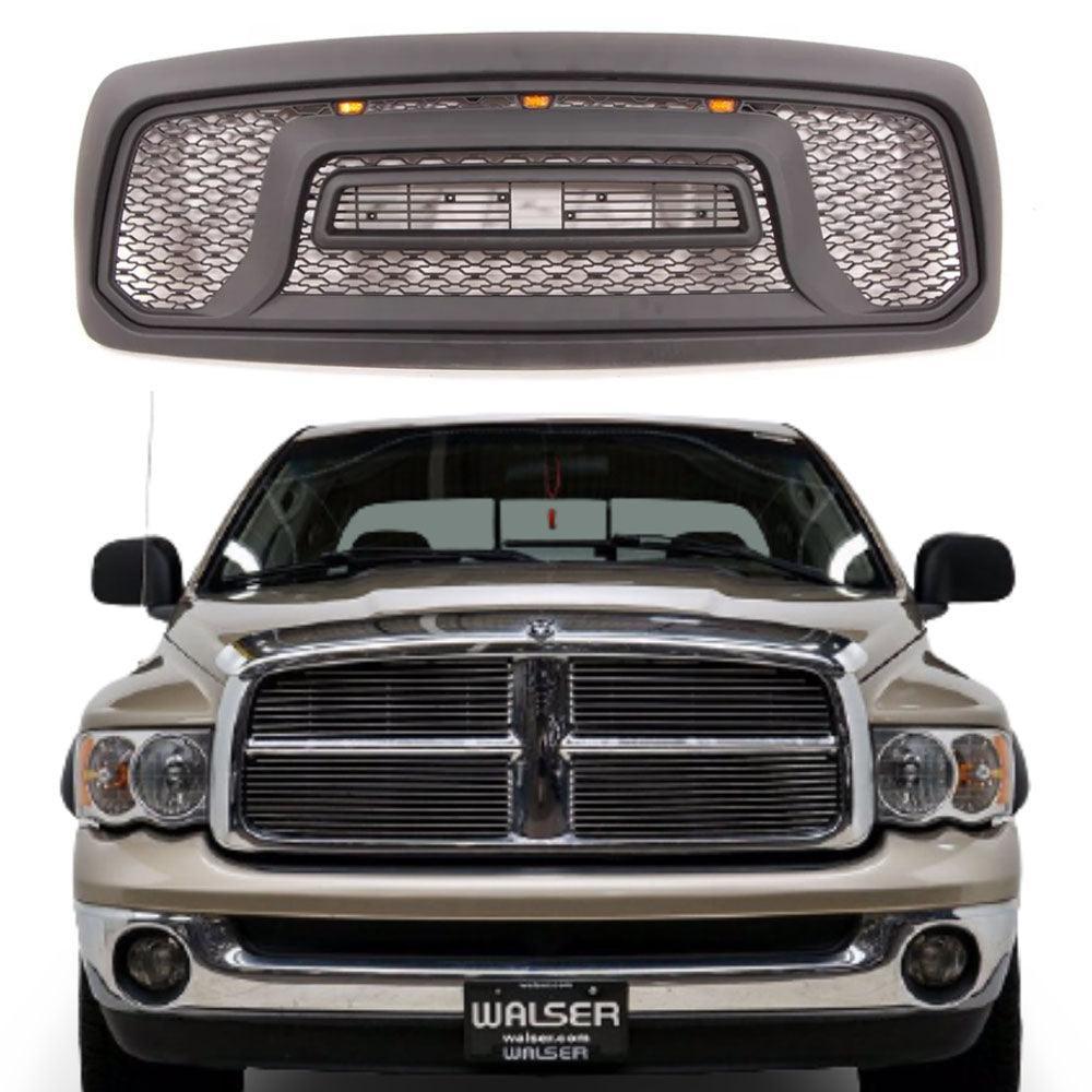 Rebel Style Front Grille For 2002 2003 2004 2005 Dodge Ram 1500 Power Wagon Grill Replacement With Letters And Amber LED Lights Black - Goodmatchup