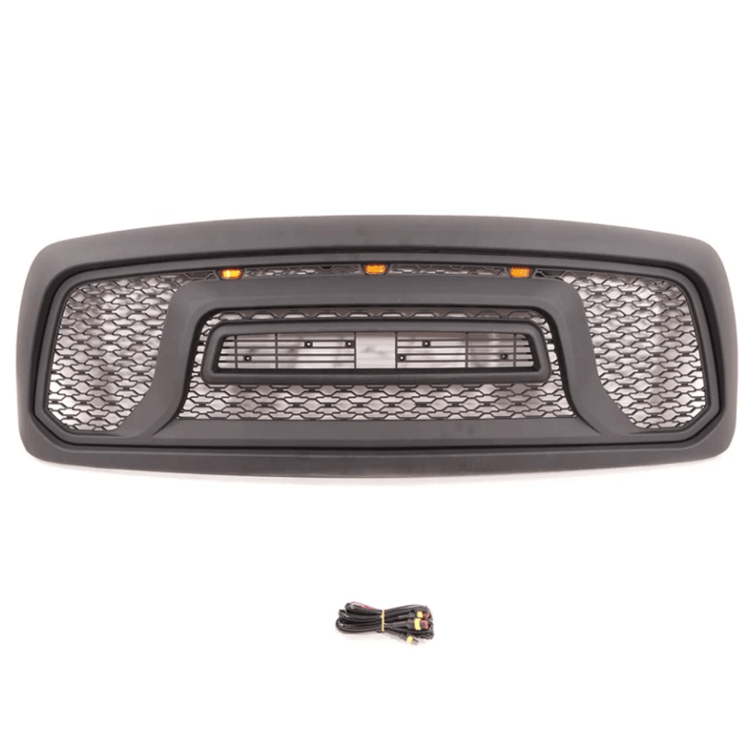 Rebel Style Front Grille For 2002 2003 2004 2005 Dodge Ram 1500 Power Wagon Grill Replacement With Letters And Amber LED Lights Black - Goodmatchup