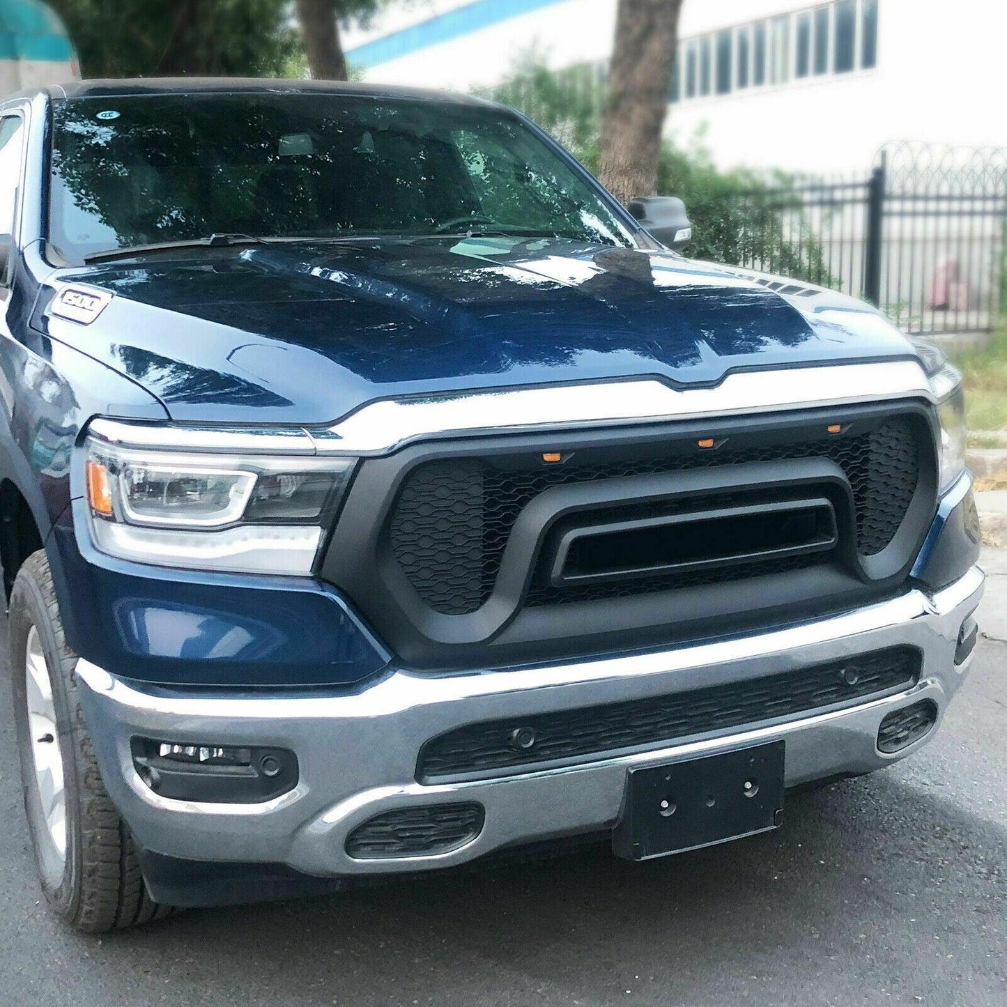 Rebel Style Grille Fits For 2019 2020 2021 Dodge Ram1500 2500 Power Wagon W/LED&Letters Black - Goodmatchup