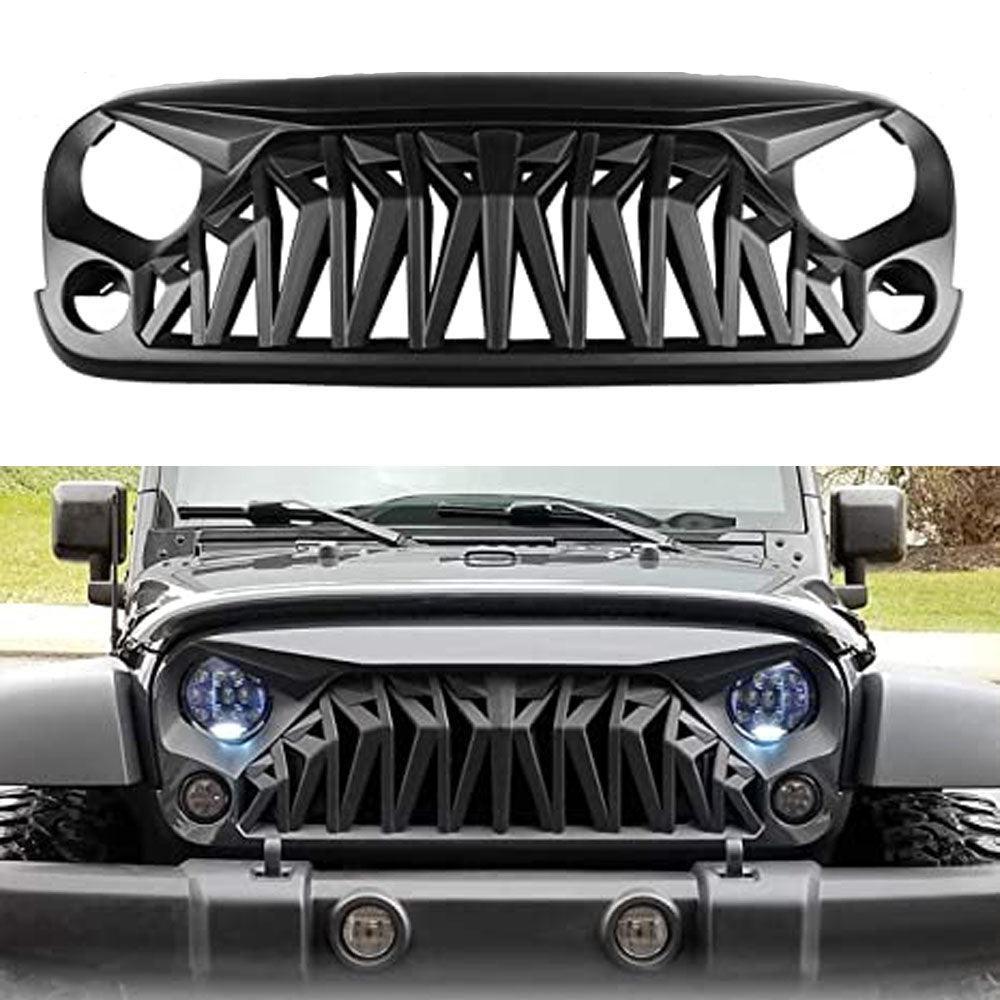 Shark Grille - Matte Black Front Grill For 2007-2018 Wrangler JK - Goodmatchup