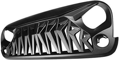 Shark Grille - Matte Black Front Grill For 2007-2018 Wrangler JK - Goodmatchup