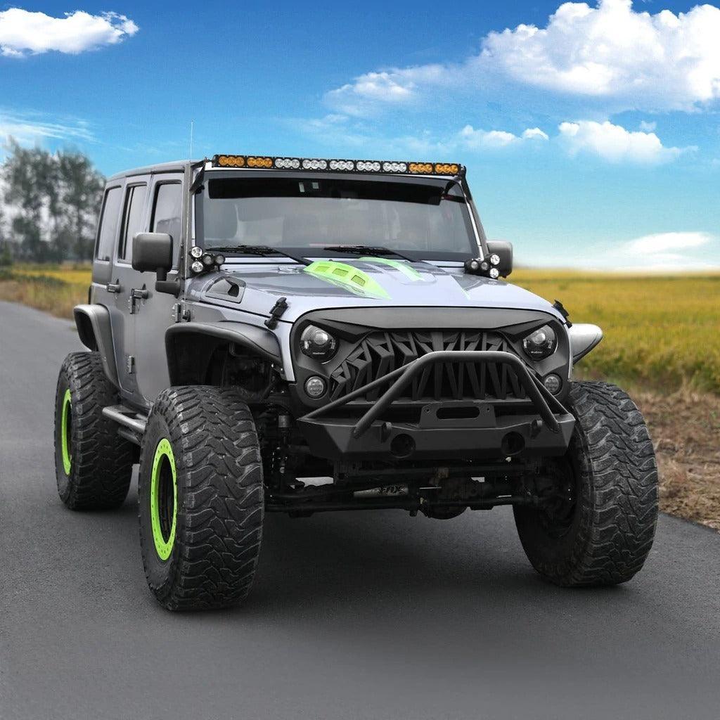 Shark Grille - Matte Black Front Grill For 2007-2018 Wrangler JK - Goodmatchup
