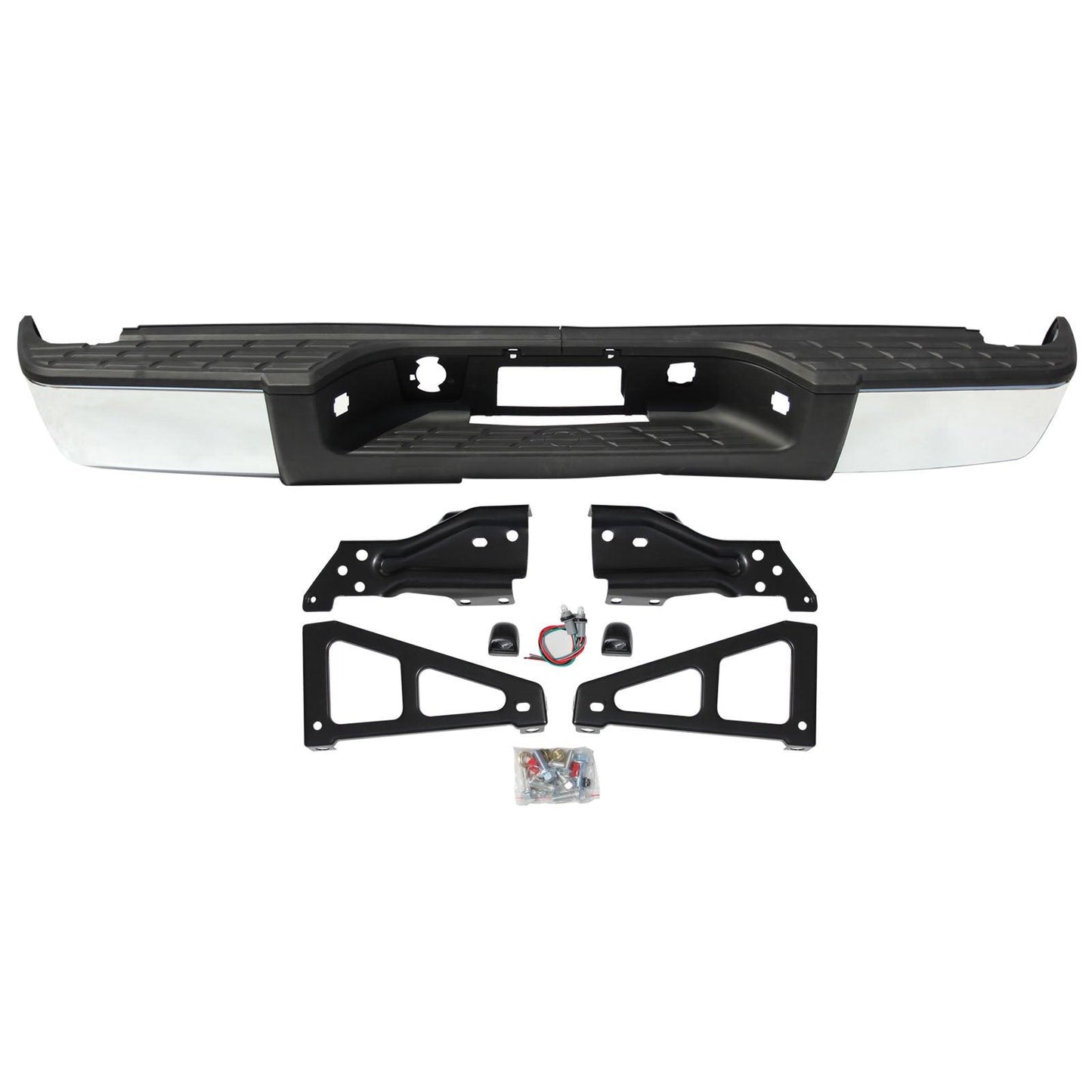 Steel Complete Chrome Rear Bumper For 2007 2008 2009 2010 2011 2012 2013 Chevy Silverado Gmc Sierra 1500 (Fits: Silverado 1500) Without Hole - Goodmatchup