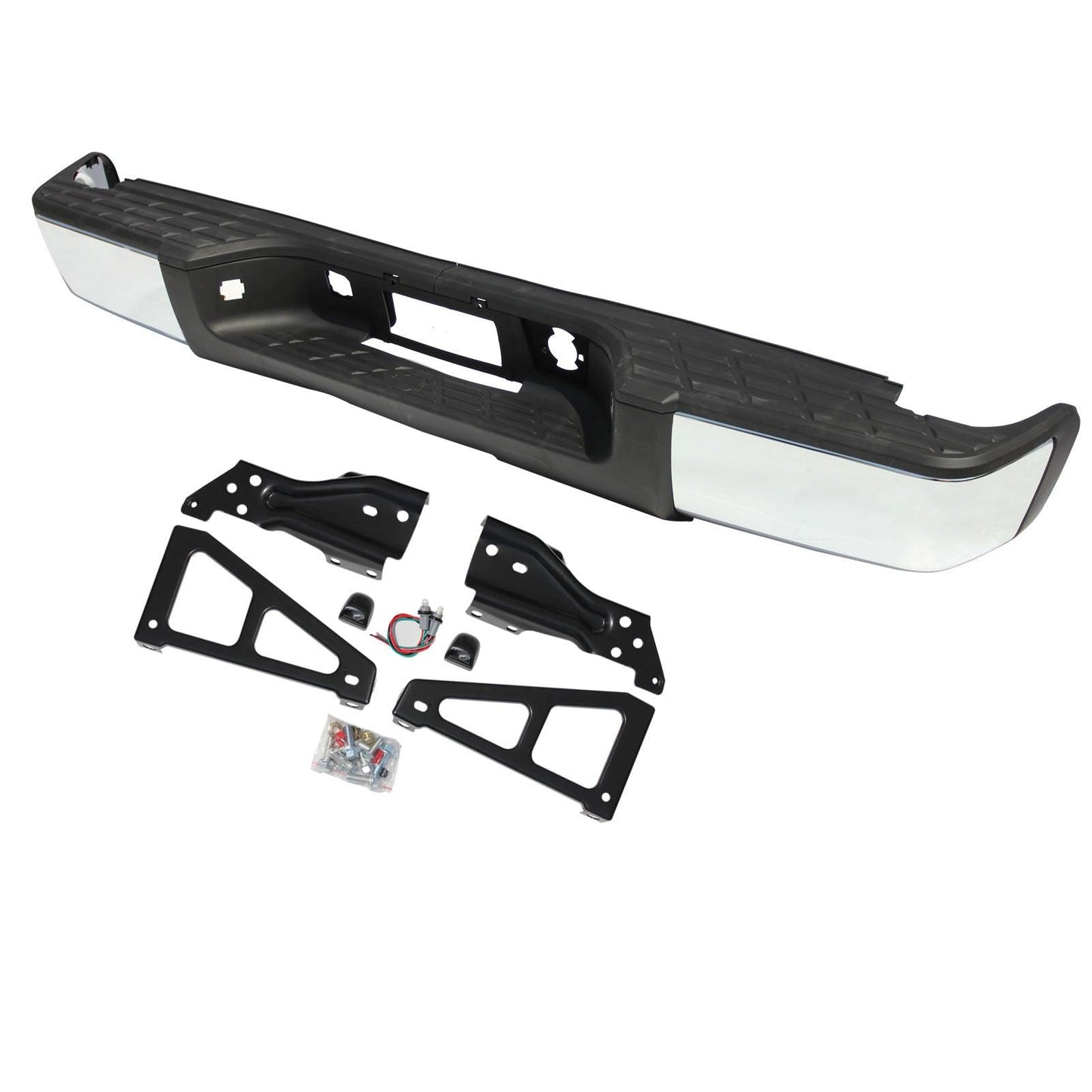 Steel Complete Chrome Rear Bumper For 2007 2008 2009 2010 2011 2012 2013 Chevy Silverado Gmc Sierra 1500 (Fits: Silverado 1500) Without Hole - Goodmatchup